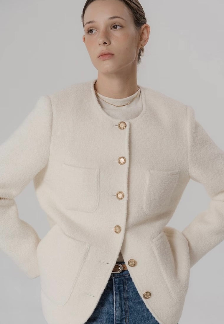 Wool Mid Long Tweed Jacket