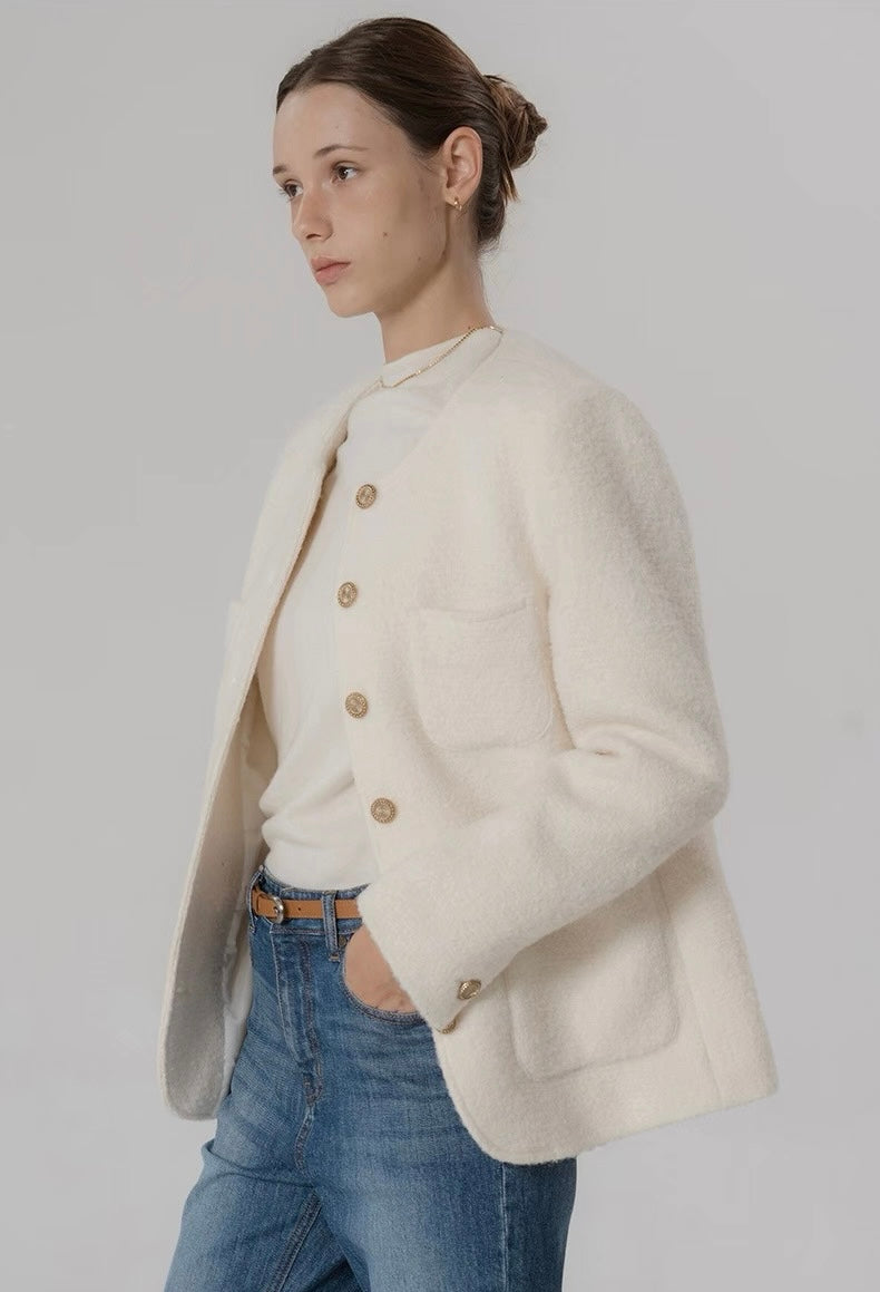 Wool Mid Long Tweed Jacket