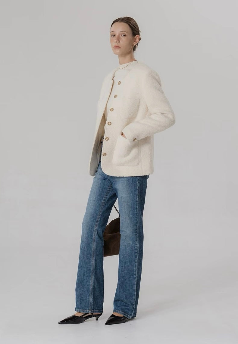 Wool Mid Long Tweed Jacket
