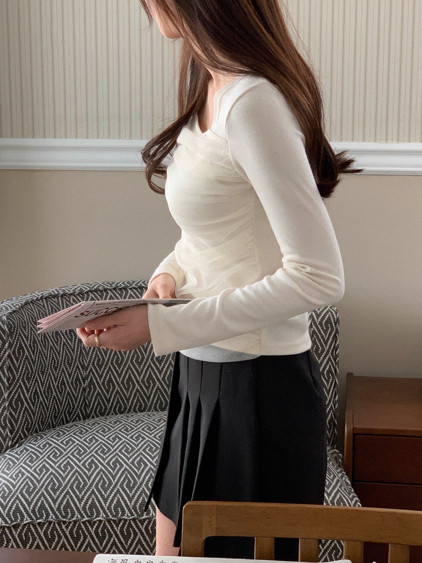 Refill Elegance Ribbed Lace Top