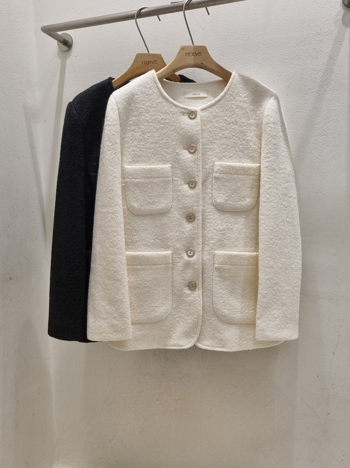 Wool Mid Long Tweed Jacket
