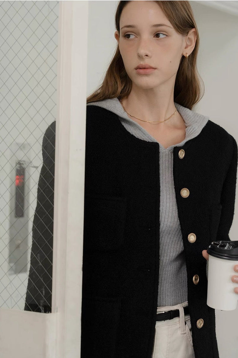 Wool Mid Long Tweed Jacket