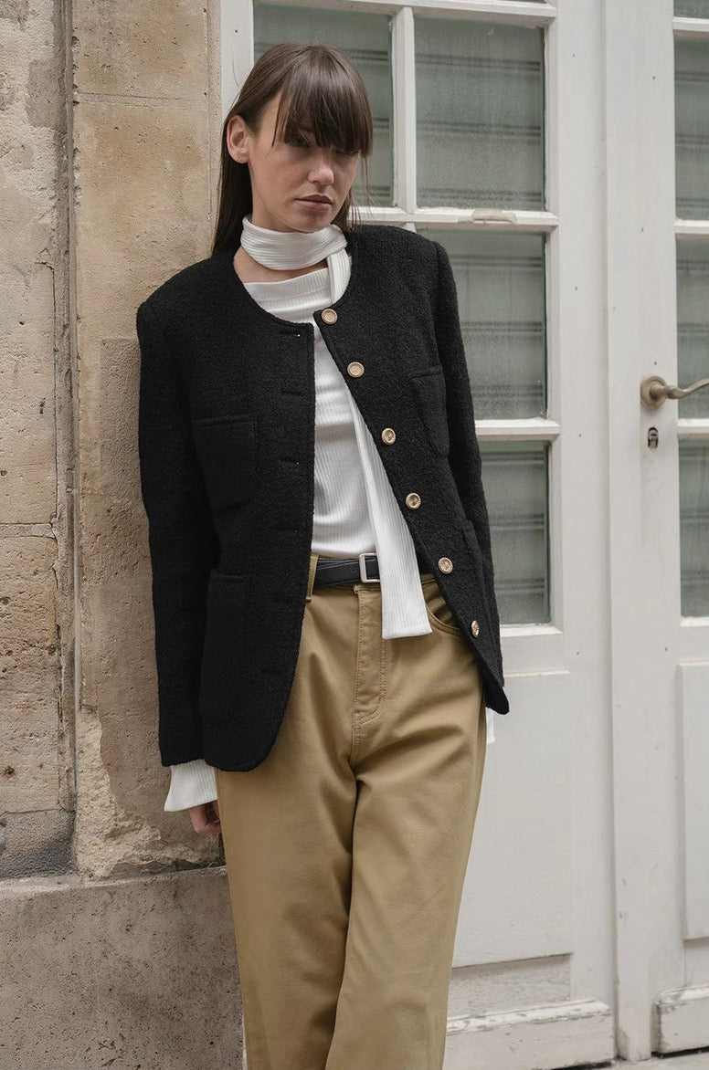 Wool Mid Long Tweed Jacket