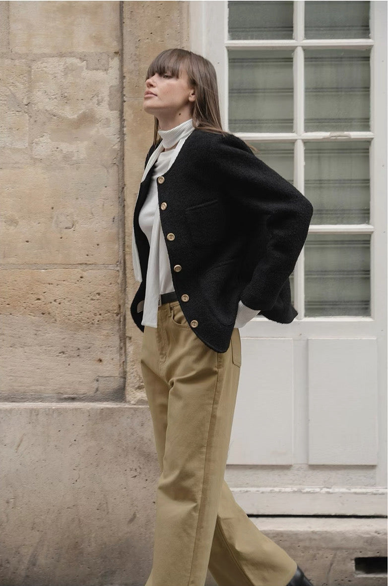 Wool Mid Long Tweed Jacket