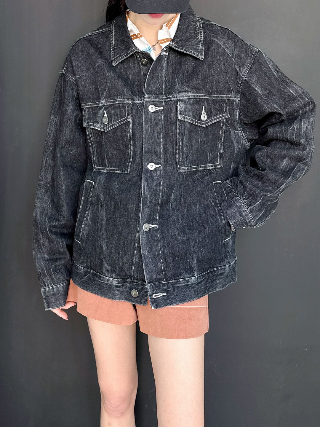 Washing Denim Black Jacket