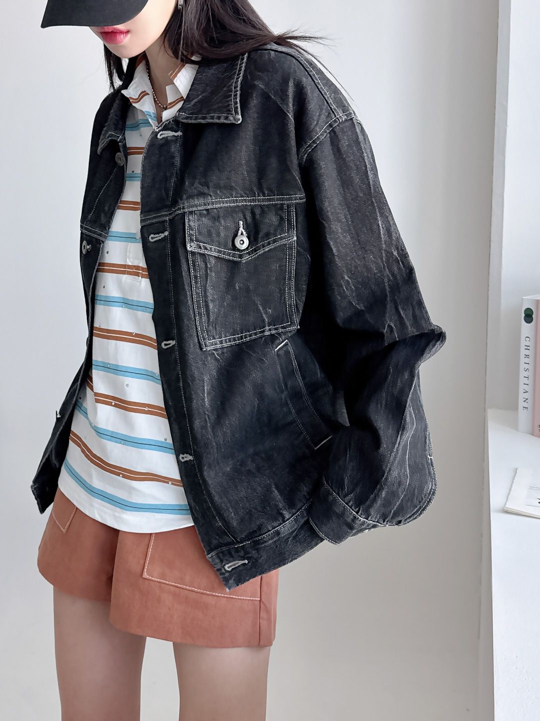 Washing Denim Black Jacket