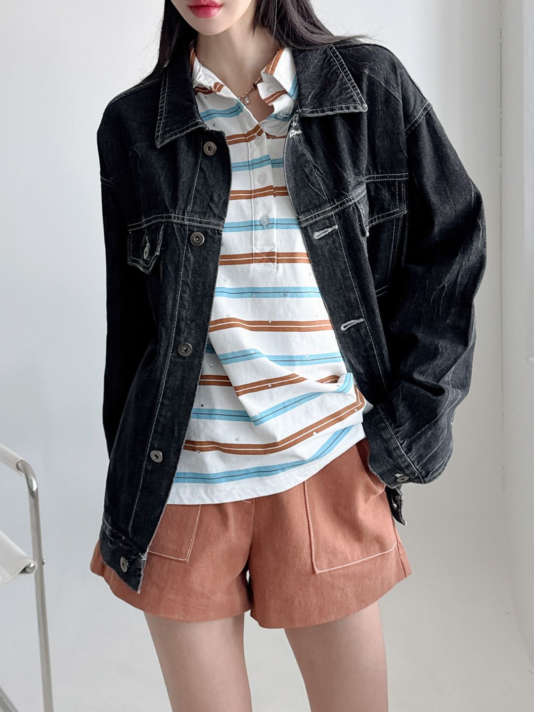 Washing Denim Black Jacket