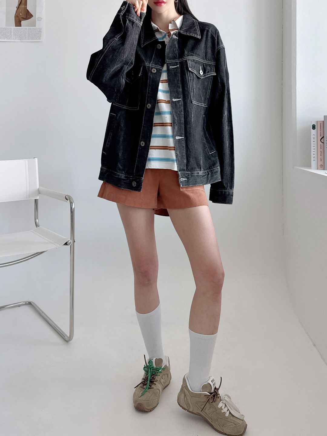 Washing Denim Black Jacket