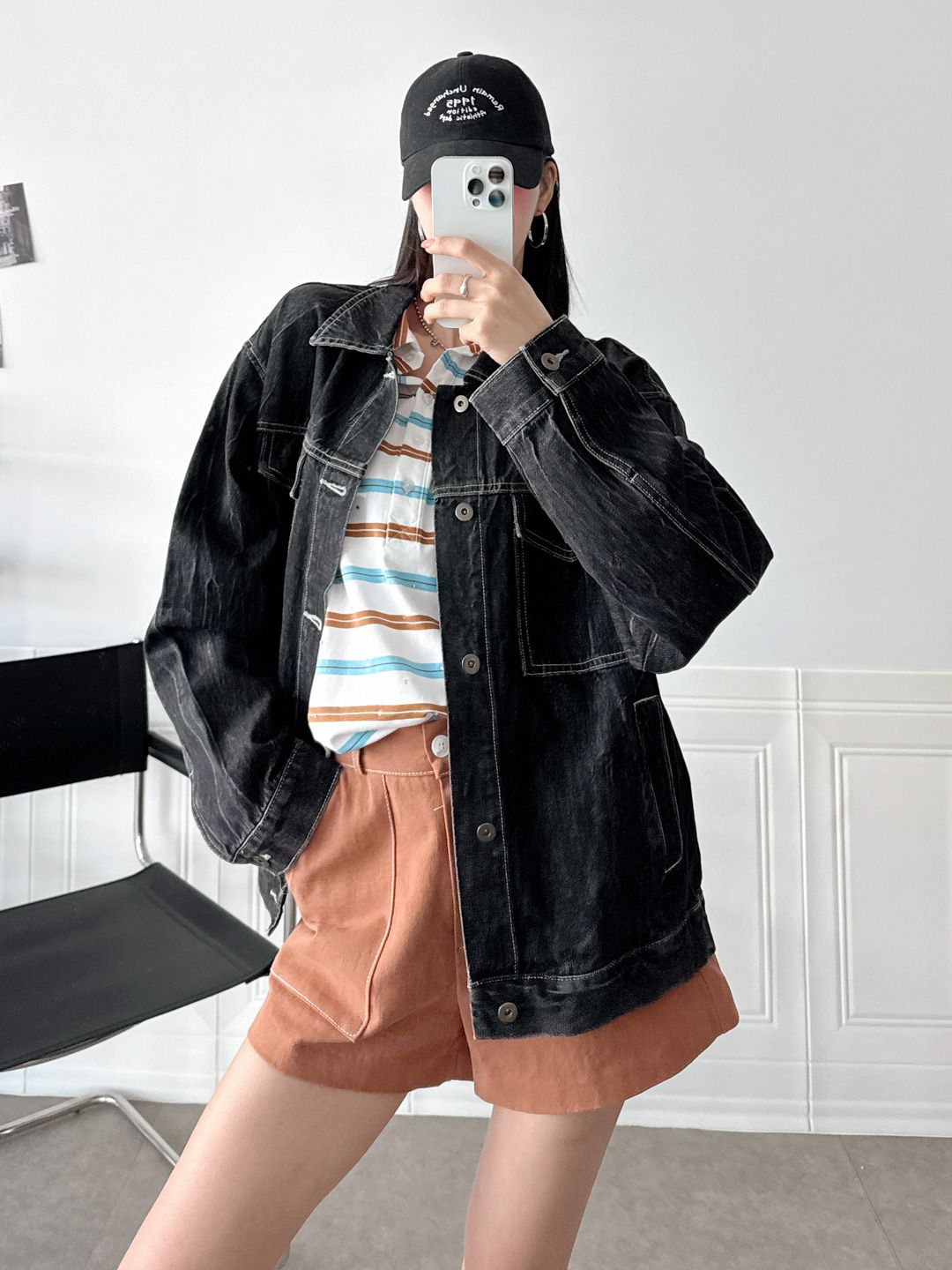 Washing Denim Black Jacket