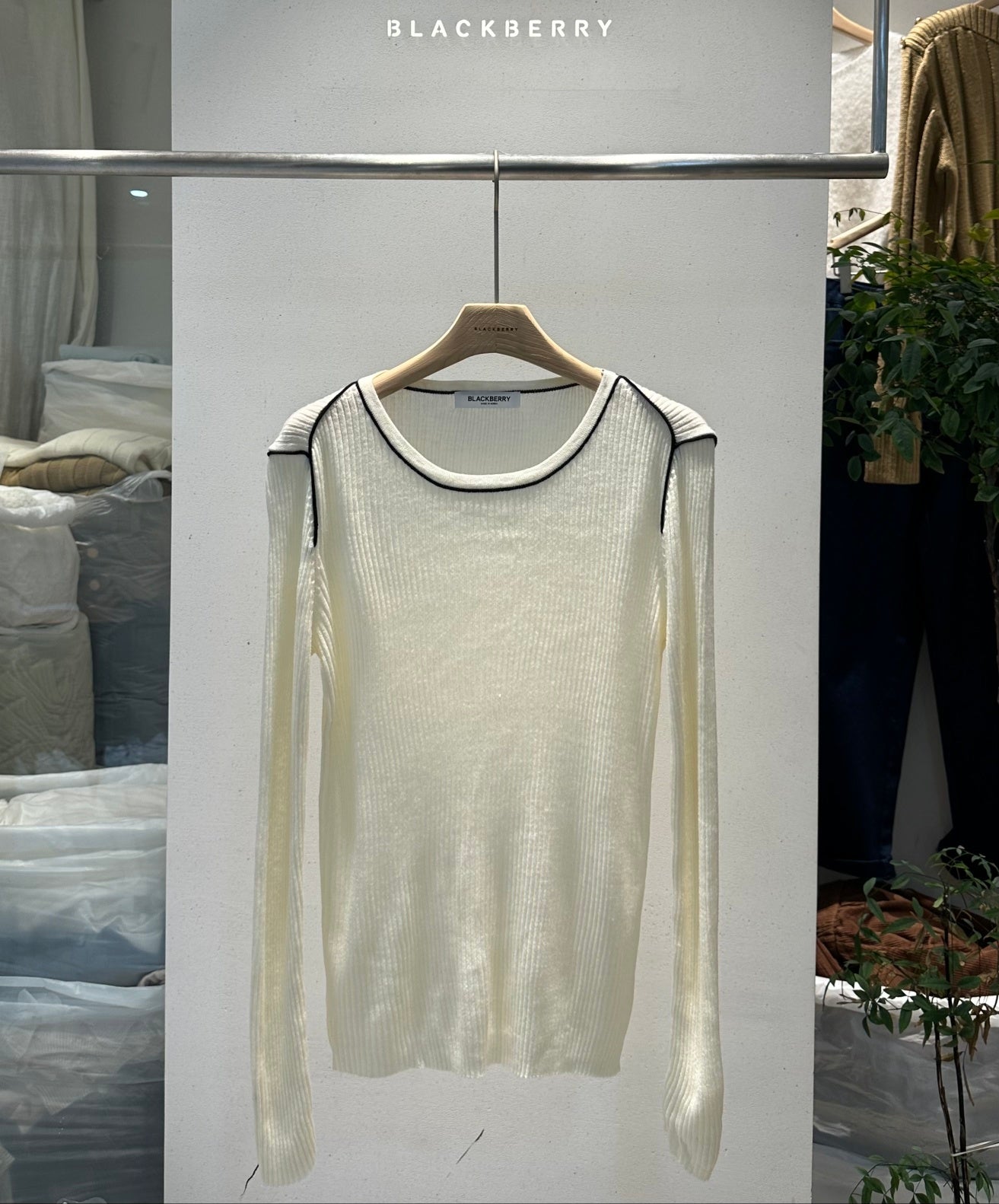 Blackberry Wool Ribbed Knit Top