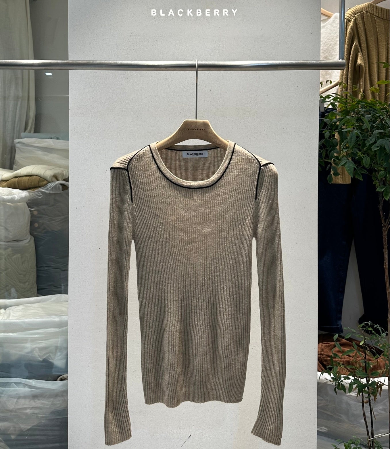 Blackberry Wool Ribbed Knit Top