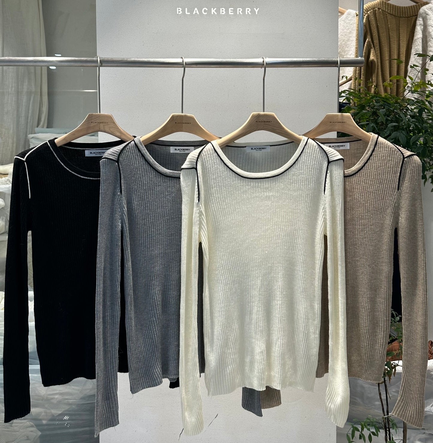 Blackberry Wool Ribbed Knit Top