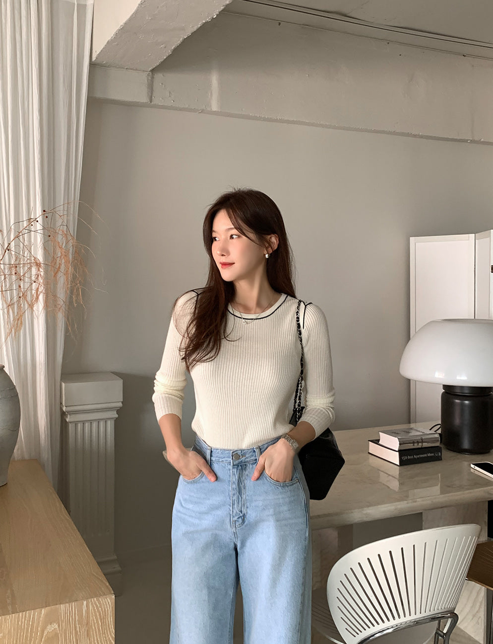 Blackberry Wool Ribbed Knit Top