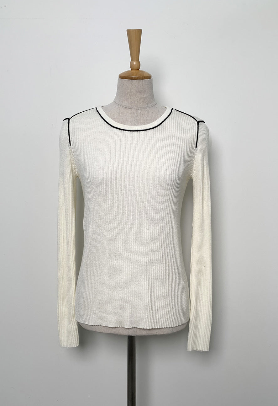 Blackberry Wool Ribbed Knit Top