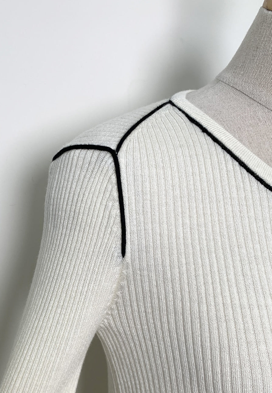 Blackberry Wool Ribbed Knit Top