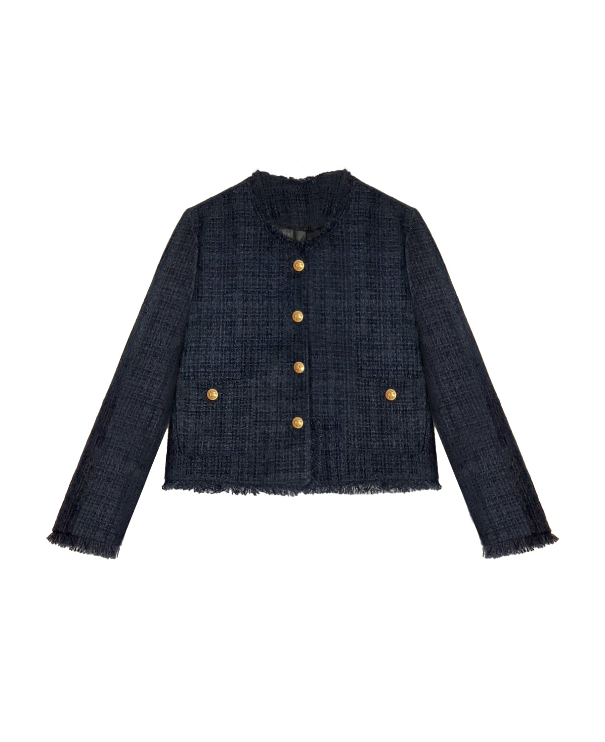 Nautical Navy Elegance Tweed Jacket - KPOSH