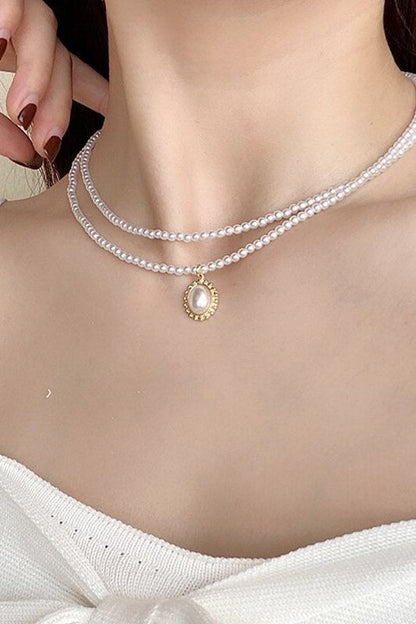 Two Line Pearl Necklace (Faux Pearl)