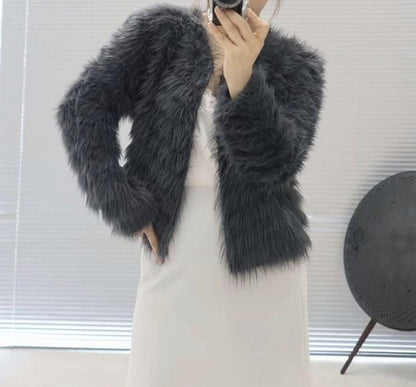 Elegant Furry Del Luna Faux Fur Cardigan - KPOSH