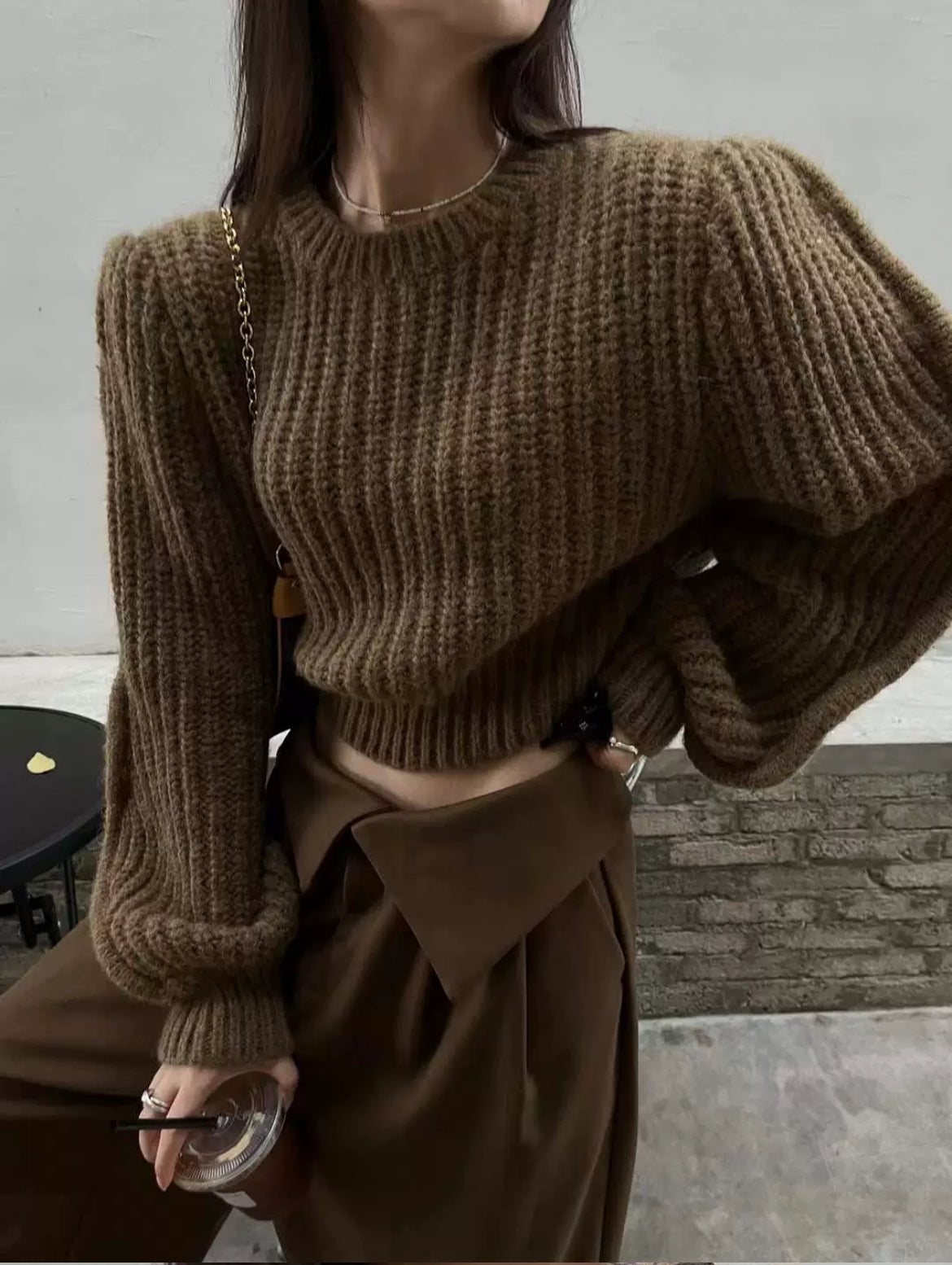 Cocoa Cozy Knit Crop Top