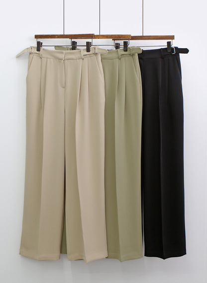 High Waist Adjustable Gentle Breeze Khaki Poly Slacks (Made in Korea) - KPOSH