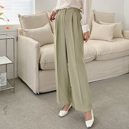 High Waist Adjustable Gentle Breeze Khaki Poly Slacks (Made in Korea) - KPOSH