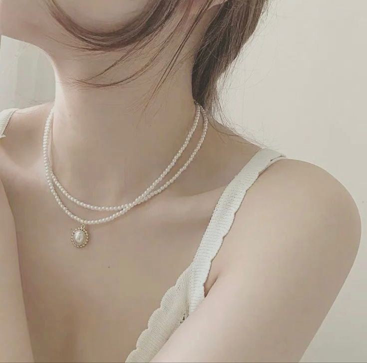 Two Line Pearl Necklace (Faux Pearl)