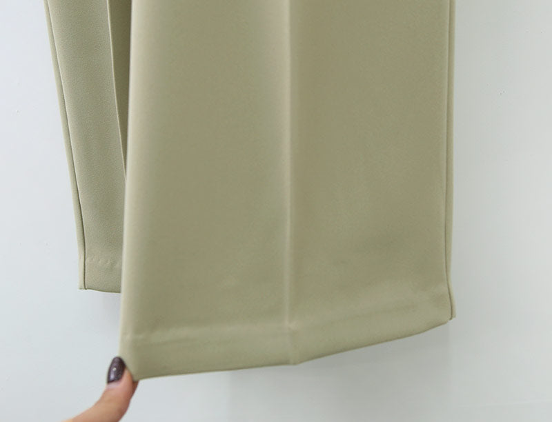 High Waist Adjustable Gentle Breeze Khaki Poly Slacks (Made in Korea) - KPOSH