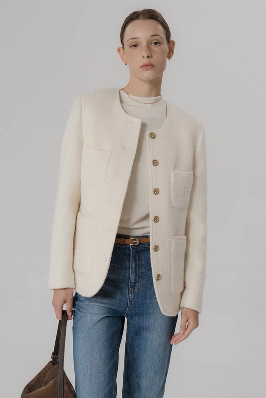 Wool Mid Long Tweed Jacket