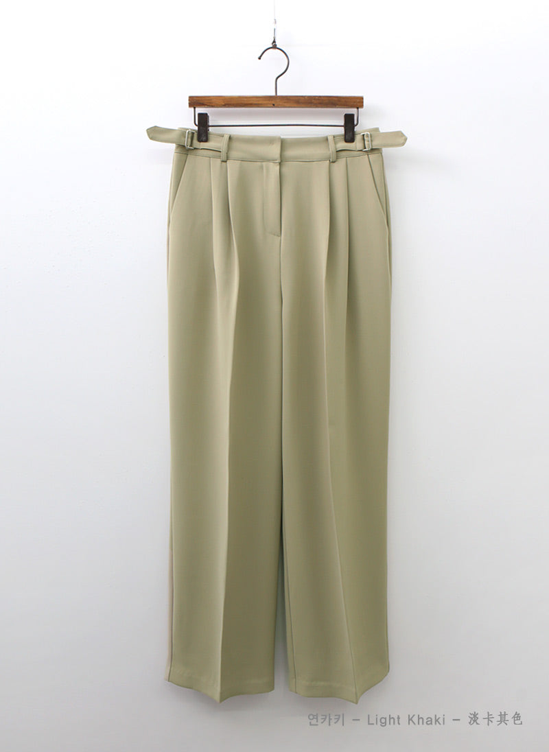 High Waist Adjustable Gentle Breeze Khaki Poly Slacks (Made in Korea) - KPOSH