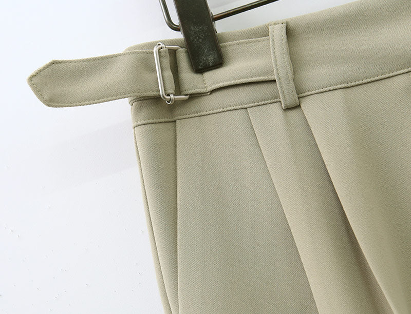 High Waist Adjustable Gentle Breeze Khaki Poly Slacks (Made in Korea) - KPOSH