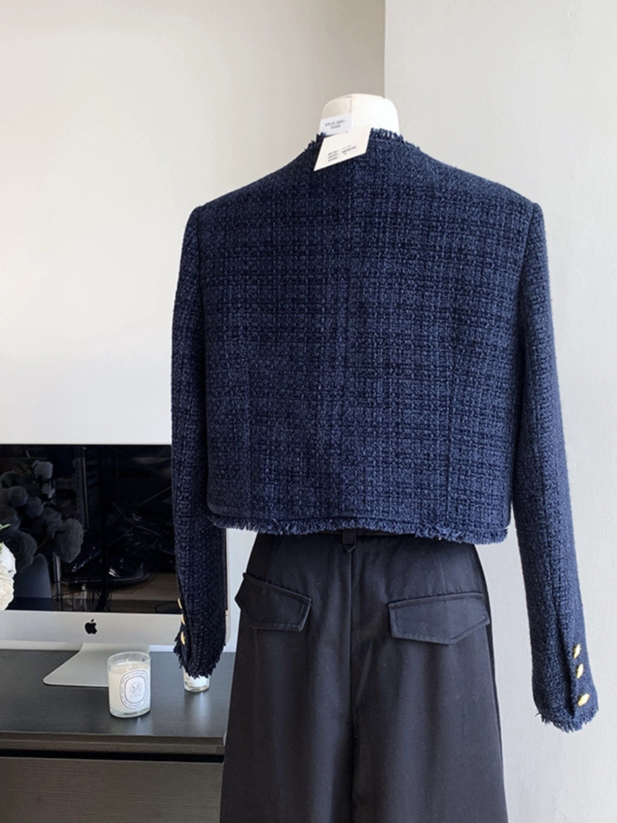 Nautical Navy Elegance Tweed Jacket - KPOSH