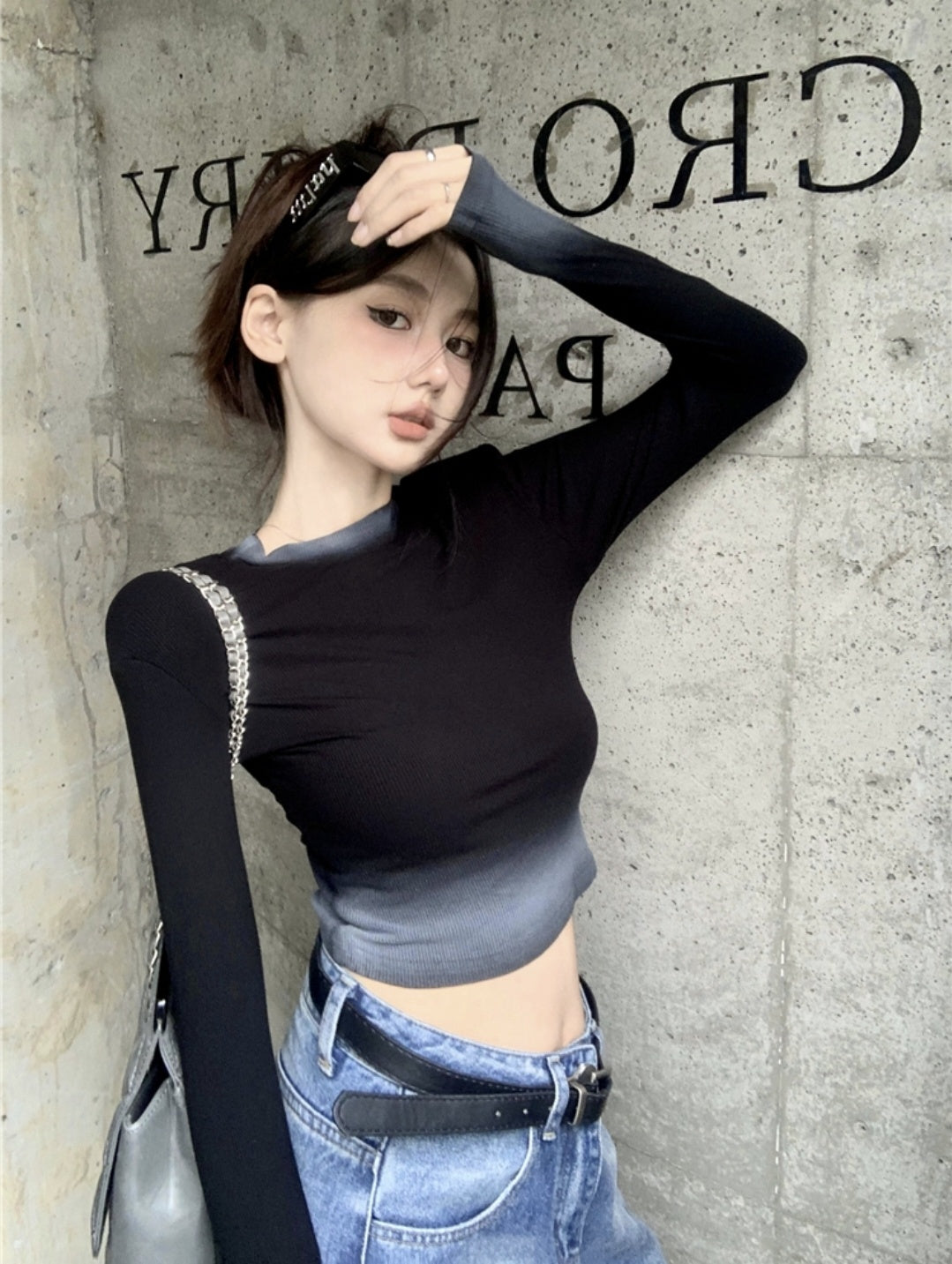 Two-tone Crop solid Crop top