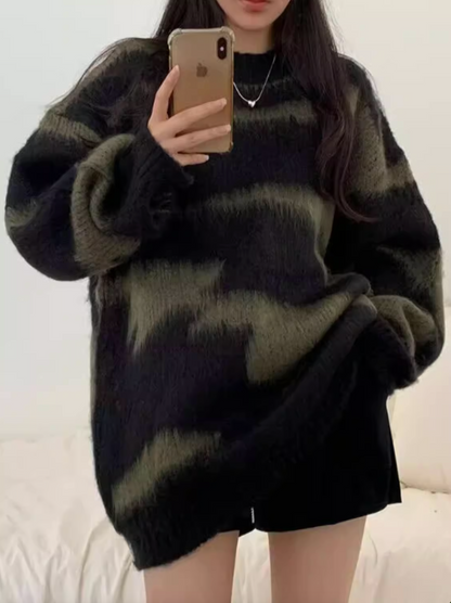 Zebra Mohair Oversized Round Knit - KPOSH