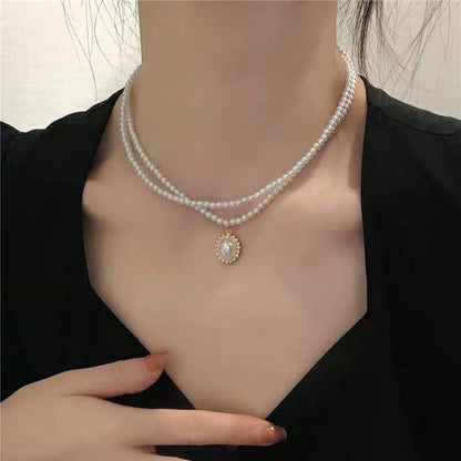 Two Line Pearl Necklace (Faux Pearl)