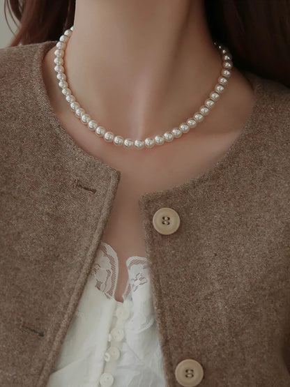 Faux Pearl Ring Necklace