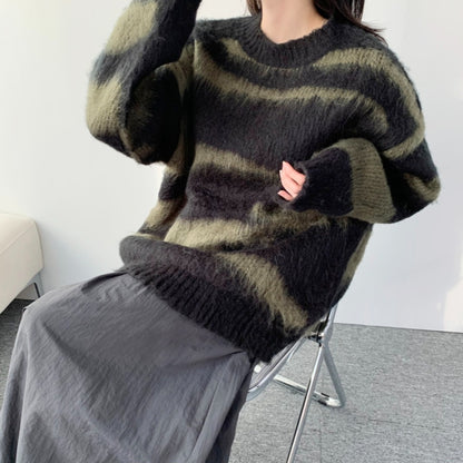 Zebra Mohair Oversized Round Knit (Unisex)