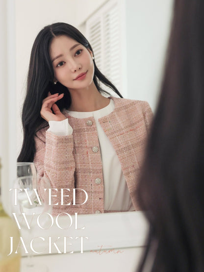 Lovely Dolce Wool Tweed Jacket & Skirt Set (Made in Korea)