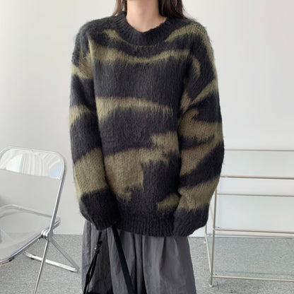 Zebra Mohair Oversized Round Knit (Unisex)