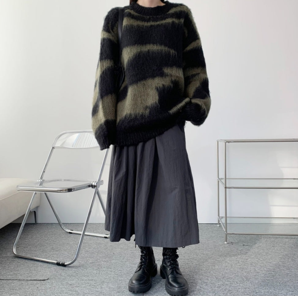 Zebra Mohair Oversized Round Knit (Unisex)