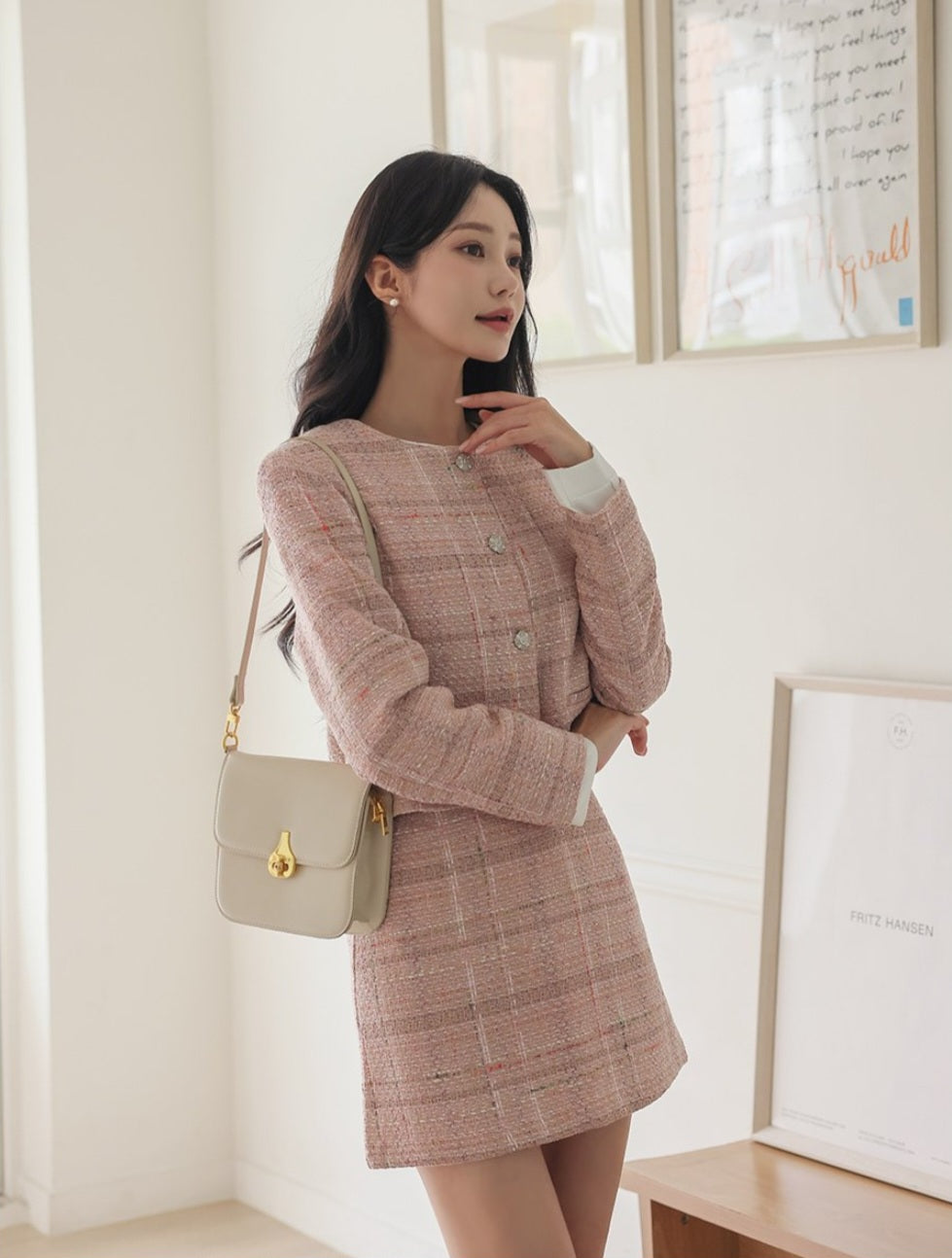 Lovely Dolce Wool Tweed Jacket & Skirt Set (Made in Korea)