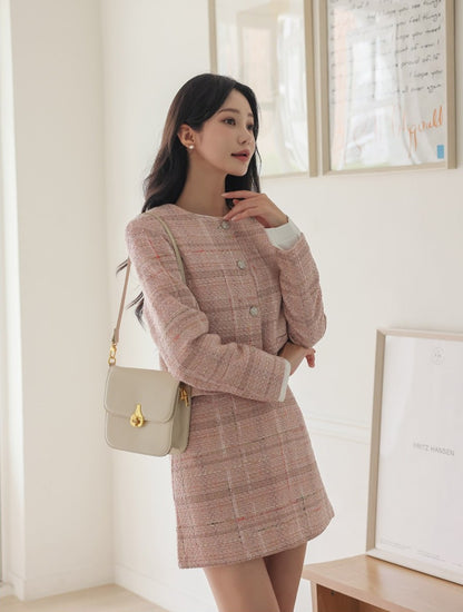 Lovely Dolce Wool Tweed Jacket & Skirt Set (Made in Korea)