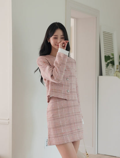 Lovely Dolce Wool Tweed Jacket & Skirt Set (Made in Korea)